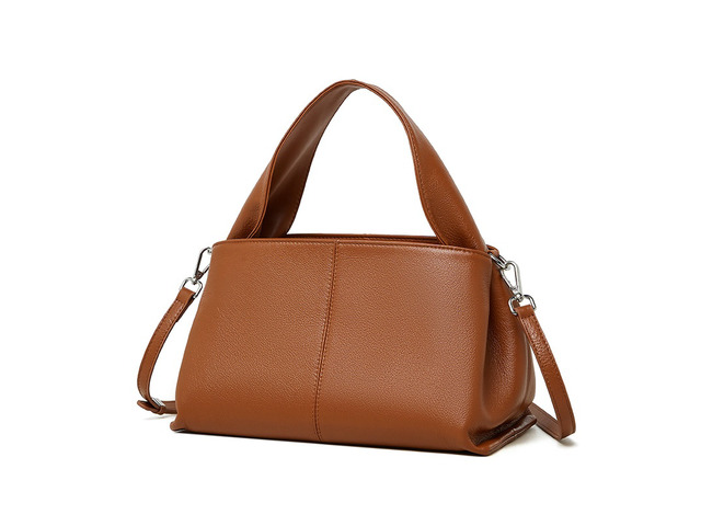 Women Genuine Leather Handbag Brown
