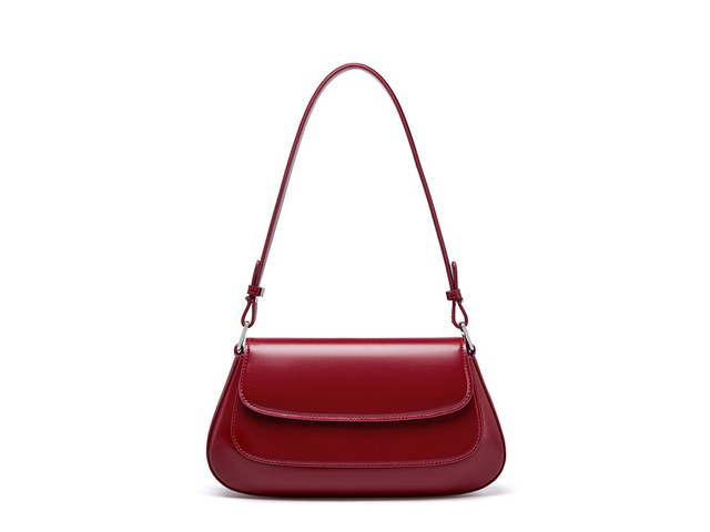 Genuine Leather Boston Shell Bag Shoulder Cross Shoulder Handbag Red