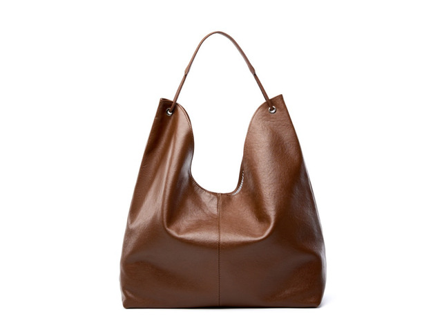 Genuine Leather Women Satchel Bags Handle Shoulder Handbags Brown