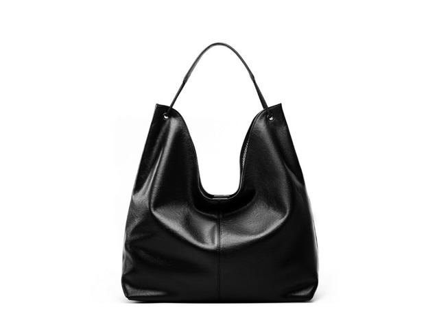 Genuine Leather Women Satchel Bags Handle Shoulder Handbags Black