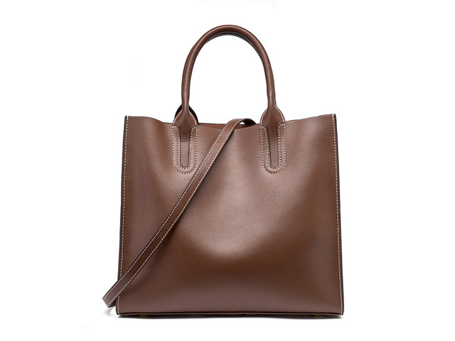 Genuine Leather Womens Handbags Ladies Purse Satchel Shoulder Bags Brown