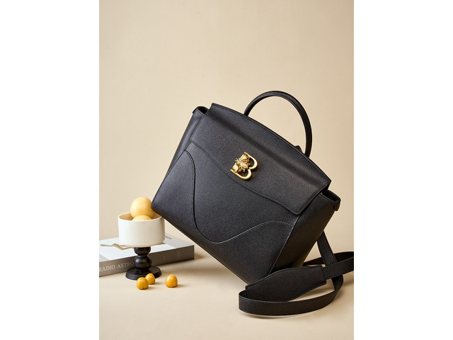 Genuine Leather Women's Evening Handbag Satin Shoulder Bag Purse Black