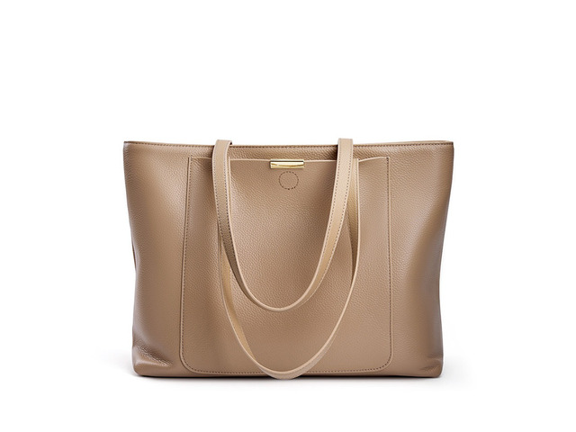 Genuine Leather Women Top Handle Satchel Handbags Shoulder Bag Messenger Tote Bag Cream