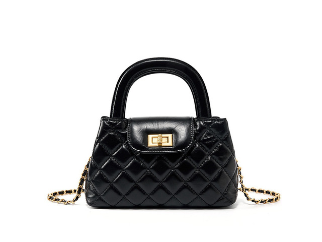 Genuine Leather Women Large Capacity Crossbody Bag Shoulder Bag Black