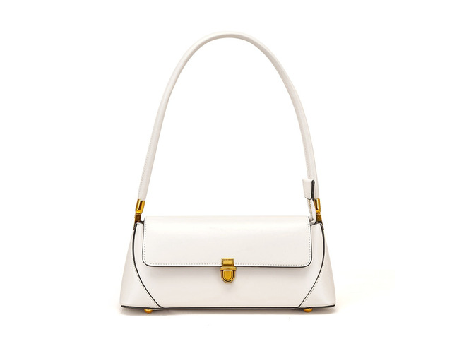 Genuine Leather Fashion Platinum Bag Cross Shoulder Women's Handbag White