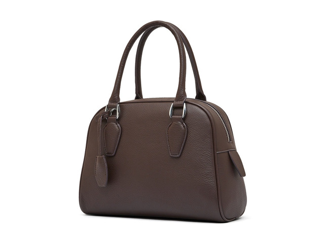 Women Genuine Leather Handbag Top-handle Satchel Bag Brown