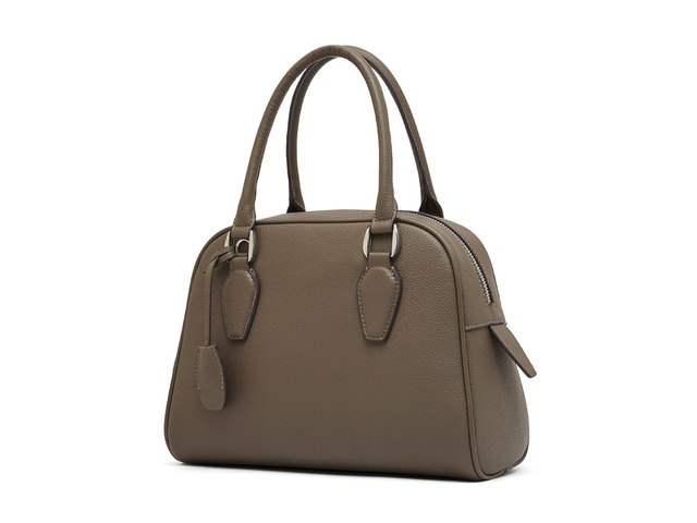 Women Genuine Leather Handbag Top-handle Satchel Bag Grey