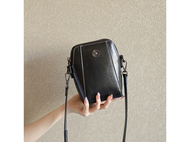 Genuine Leather Women Crossbody Bag Mini Bag Black