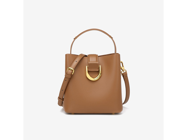 Genuine Leather Large Capacity Crossbody Bag Brown