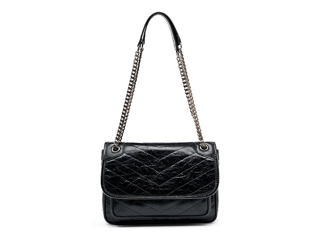 Genuine Leather Crossbody Satchel Bag Vintage Purses Handbags for Women Black