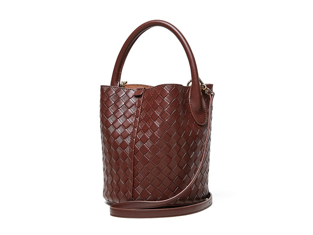 Genuine Leather Handbag Woven Crossbody Bag Purpple