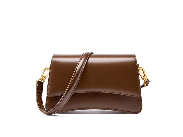 Genuine Leather Boston Shell Bag Shoulder Cross Shoulder Handbag Brown