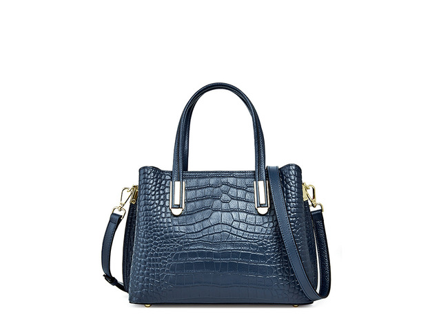 Genuine Leather Women Shoulder Handbags Tote Bag Blue