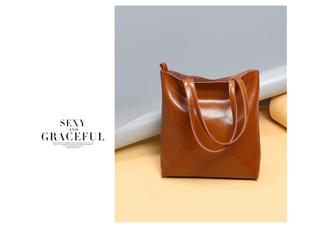 Women Genuine Leather Large Work Tote Bag Womens Travel Shoulder Bag Brown