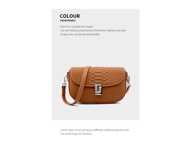 Ladies' Genuine Leather Crossbody Bag Large Capacity Small Square Bag Brown