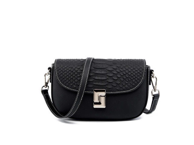 Ladies' Genuine Leather Crossbody Bag Large Capacity Small Square Bag Black