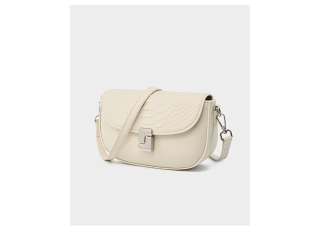 Ladies' Genuine Leather Crossbody Bag Large Capacity Small Square Bag White