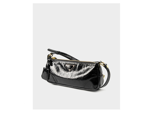 Genuine Leather Women Trendy Cresent Shoulder Bag Hobo Handbags Black