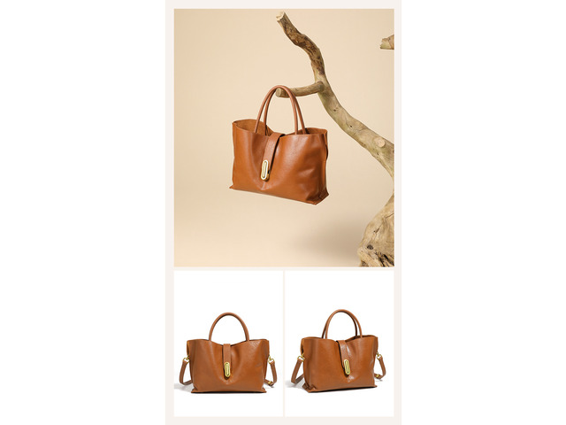 Genuine Leather Women Crossbody Bags Women's Tote Shoulder Bag Brown