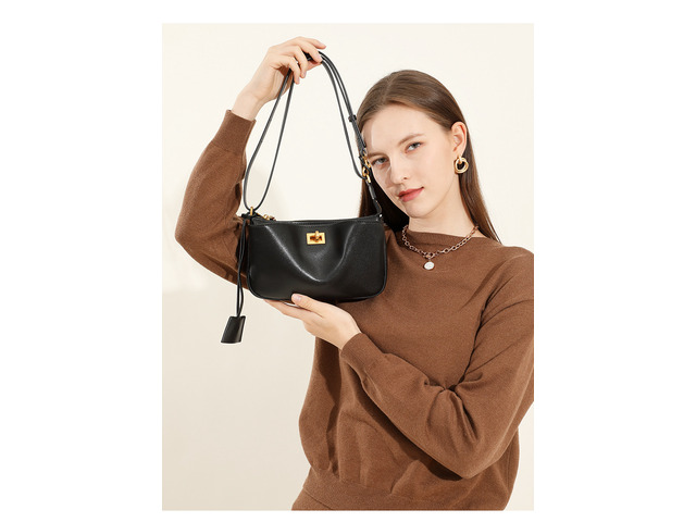 Genuine Leather Women Shoulder Bag Vintage Crossbody Purse Handbag Black