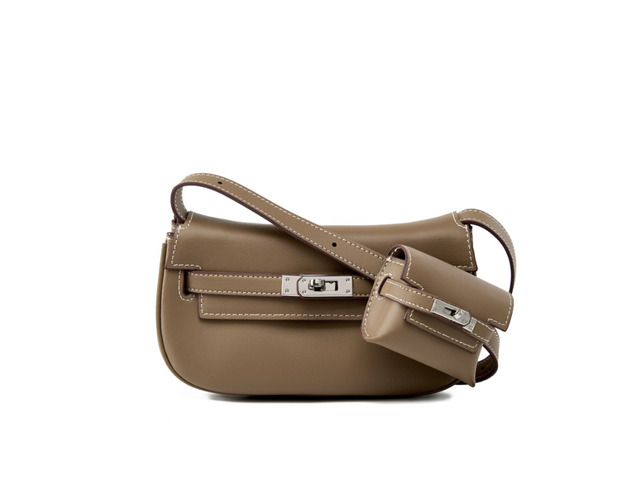 Genuine Leather Shoulder Bag Ladies Evening Bag Grey
