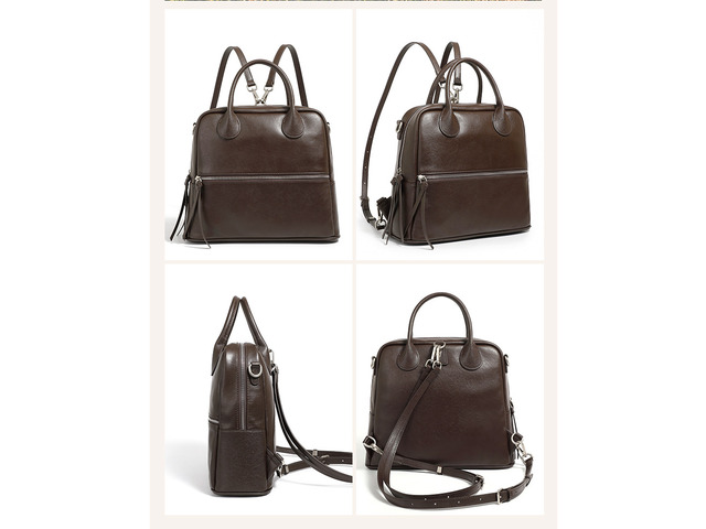 Genuine Leather Women Shoulder Handbag Tote Hobo Handbag Brown