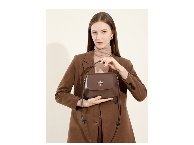 Genuine Leather Women Shoulder Bag Vintage Crossbody Purse Handbag Brown