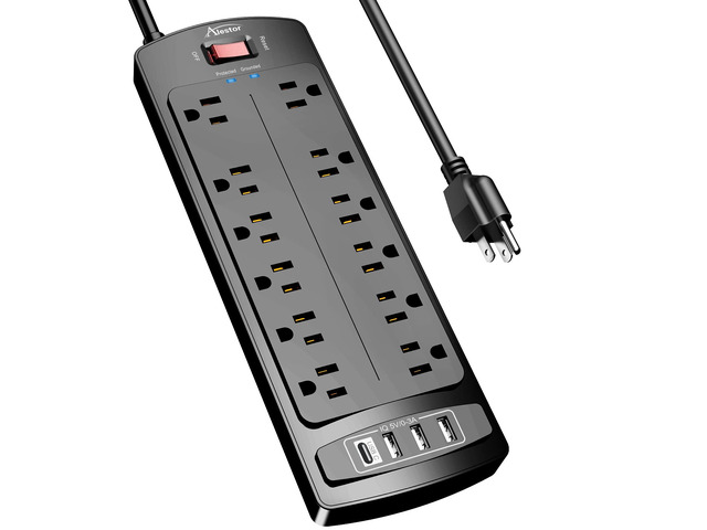 6 Ft Surge Protector Power Strip with 12 Outlets and 4 USB Ports 2700 Joules, 6 Feet Heavy Duty Extension Cord with Multiple Outlets for Home,...