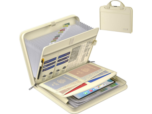 Accordion File Organizer,Fireproof Expanding File Folder with Multi Pockets,13 Pockets Document Organizer Bag with Handle & Labels,Portable Home...