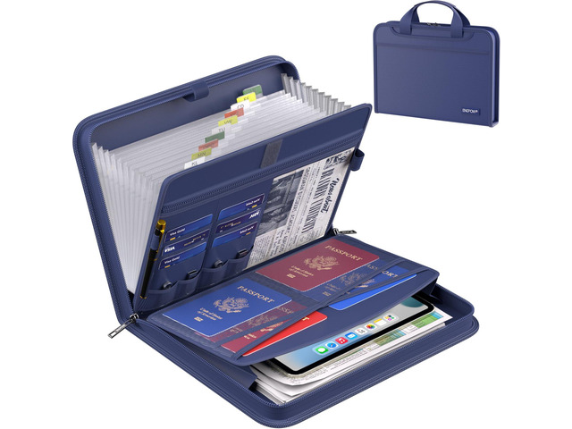 Accordion File Organizer,Fireproof Expanding File Folder with Multi Pockets,13 Pockets Document Organizer with Handle & Labels,Portable Home Travel...