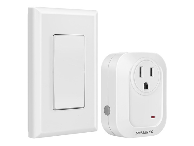 Wireless Wall Switch Remote Control Outlet, 100 ft RF Range Plug & Play, No Wiring Needed, Expandable Remote Light Switch Kit for Plug-in Pendant...
