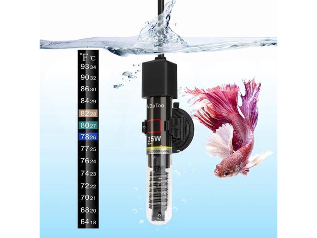 Mini Aquarium Heater 25W Small Fish Tank Heater 25 Watt with Free Thermometer Sticker