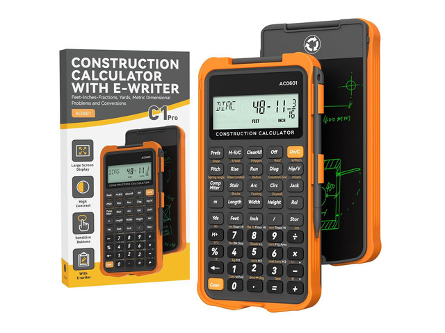 Construction Calculator with Writing Tablet Industrial & Scientific Engineering Calculator for Contractor, Concrete Pocket Feet-inch-Fraction...