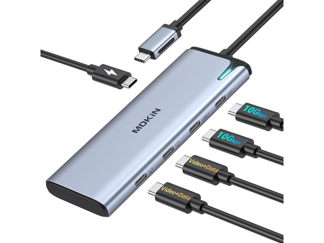 USB C Splitter for Dual Monitors 4K@60Hz DP Alt Mode for Laptops USB C Hub Multiport Adapter Video Output,10Gbps USB3.1 Data Transfer, 100W PD for...