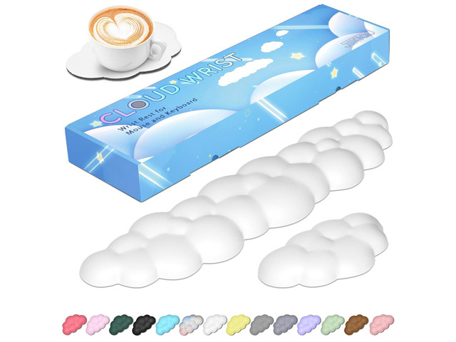 Upgrade Leather Cloud Wrist Rest for Keyboard and Mouse & Cup Pad Wish Gift-Cute Cloud Shape, Comfortable and dont Irritate to Skin, Non-Slip PU...