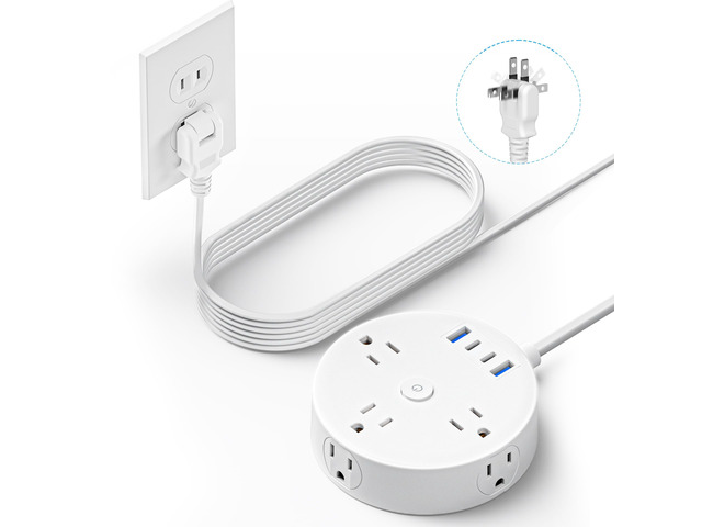 10FT 2 Prong Power Strip, 2 Prong to 3 Prong Outlet Adapter Rotating Plug, 6 Outlets 4 USB(2 USB C), Wall Mount, Ideal for Non-Grounded Outlets