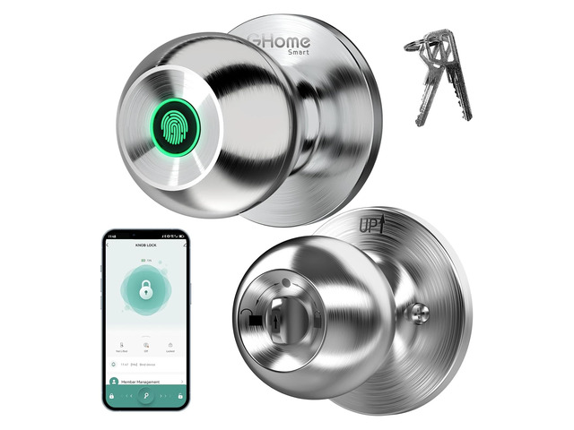 Fingerprint Door Lock, 3 in 1 Smart Fingerprint Door Knob with App Control & Key, Auto Lock, Biometric Door Knobs with Lock for Bedroom, Garage,...