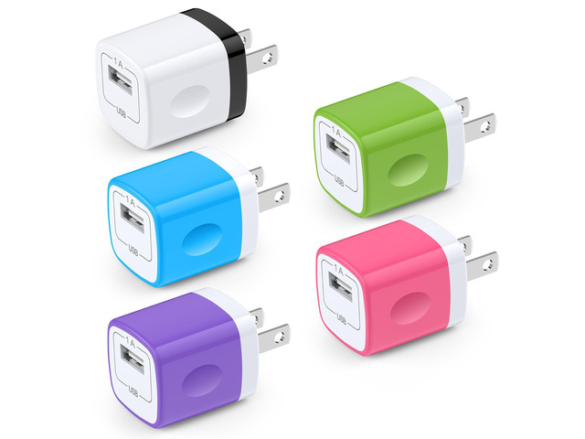 Charging Block,Charger Box,5Pack Travel Single Port USB Wall Charger Brick Cubes for iPhone 17/16/15/14/13/12/X/8 Plus/7/6S/Samsung Galaxy S25 S24...