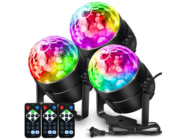 Disco Ball DJ Party Lights Sound Activated with Remote Control Strobe Lamp 7 Modes Stage Light for Home Room Dance Parties Karaoke Halloween...