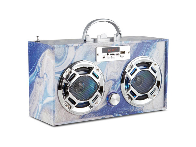 Retro Boombox Bluetooth Speaker, Music Player w/FM Radio & LED Lights Retro Speaker with LED Lights, Rechargeable Portable Bluetooth Speaker with...