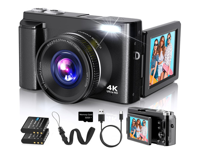 4K Digital Camera for Photography Autofocus, 2026 Latest 48MP Vlogging Camera for YouTube with SD Card, 2 Batteries, 3' 180°Flip Screen Compact...