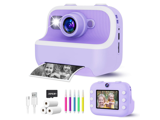 Instant Print Camera for Kids, Christmas Birthday Gifts for Girls Boys, Kids Camera Instant Print with Dual Cameras 1080P Digital Camera Toys for 4...