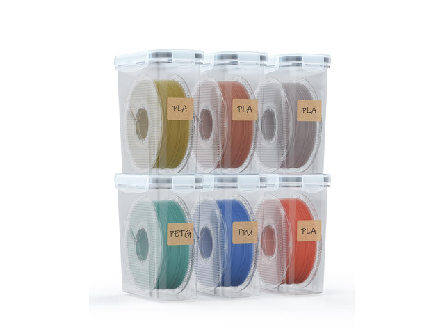 Filament Storage Box - 6 Pack Filament Container for 3D Printing Sealing and Protection - Portable Storage Box with Desiccants & Label for...