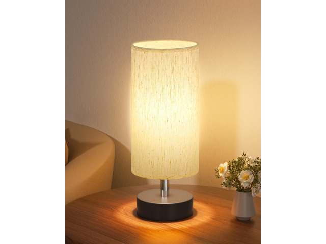 Small Table Lamp for Bedroom - Bedside Lamps for Night Stands Bulb not Included Minimalist Desk Lamp Linen Fabric Shade for Living Room ...