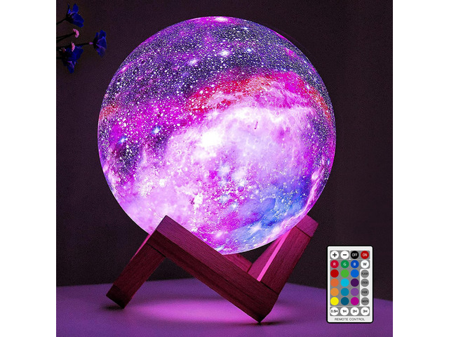 Moon Lamp Galaxy Lamp 5.9 inch 16 Colors LED 3D Moon Light, Remote & Touch Control Moon Night Light Gifts for Girls Boys Kids Women BirthdayWooden...