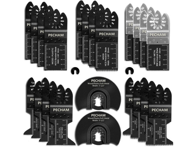 24PCS Universal Wood Metal Oscillating Multitool Quick Release Saw Blades Fit Porter Cable Black & Decker Rockwell Ridgid Ryobi Milwaukee Chicago...