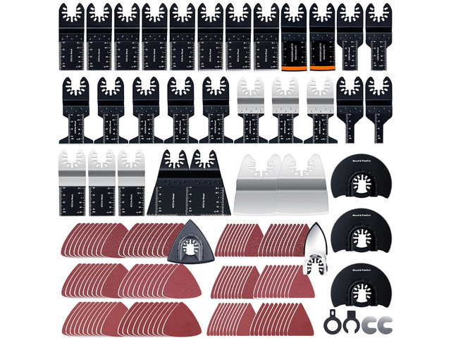 158 Pack Oscillating Saw Blades, Oscillating Tool Blades with Sandpaper, Multitool Bi-Metal Blades Kits for Wood Metal Plastics Quick Release Fit...