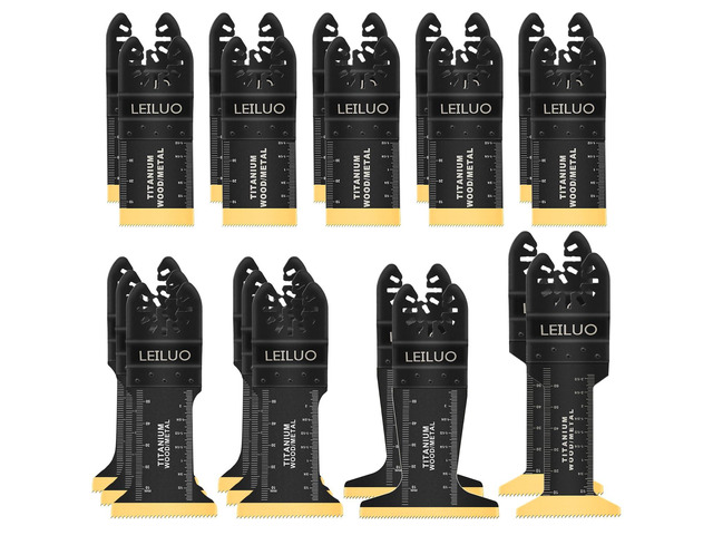20Pcs Titanium Oscillating Tool Blades, Multitool Saw Blade Set Extra Long & Wide, Wood Metal Nails Cutting, Multi Tool Accessories, Compatible...