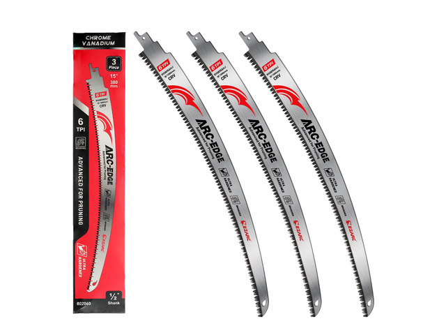 Arc Edge Reciprocating Saw Blades, 15-Inch 6TPI for Pruning, 3-Pack Extra-Long Arc Edge, Japanese Teeth, Fleam Ground Teeth, Deep Gullets, Up to 3x...