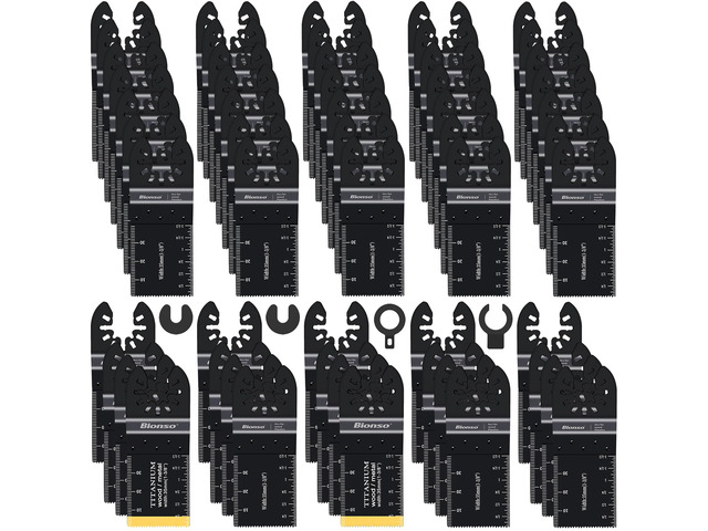 55PCS Oscillating Saw Blades, Professional Universal Titanium Multitool Blades for Wood Plastics Metal, Quick Release Multi Tool Kits Fit Dewalt...